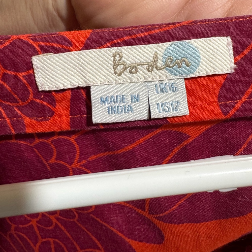 Boden Red and Purple Patterned Skirt